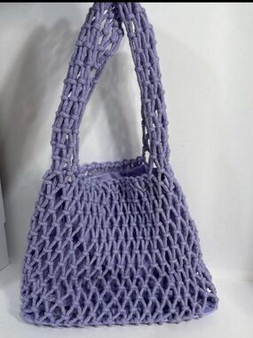 Neiman Marcus Lavender Crochet Net Bag